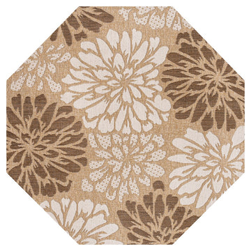Zinnia Modern Floral Textured Weave Indoor/outdoor Octagon Rug